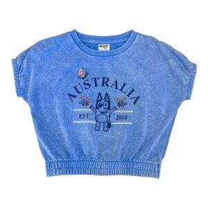 Bluey Australia Girls Embroidered Short Sleeve Graphic Top,  Medium - NWT